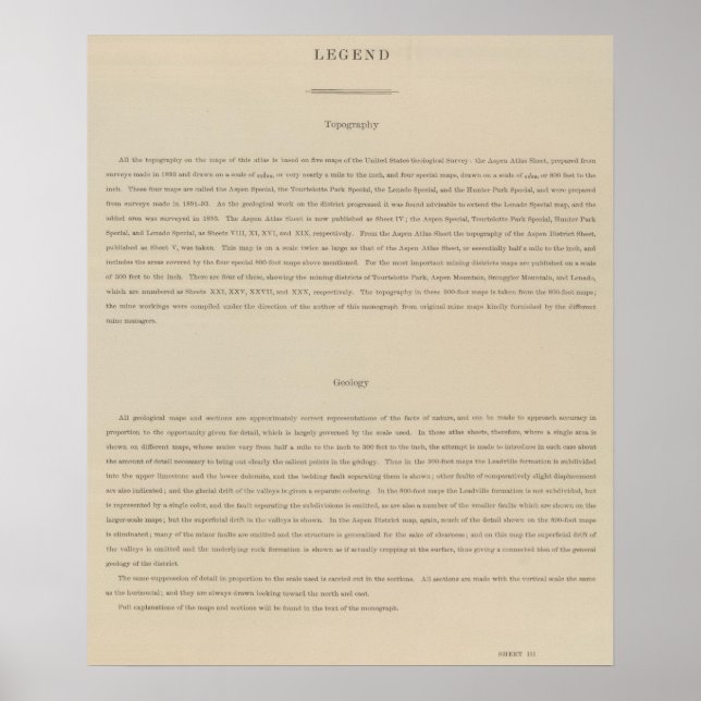 Förklaring till Aspen-distriktets geologi Poster (Framsidan)
