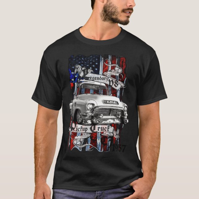 Förklaring V8 Pickupa Lastbil CJ 1957 T Shirt (Framsida)