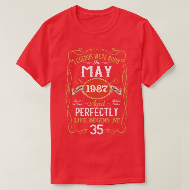 Förklaringar födda i maj 1987 35e Födelsedag 35 år T Shirt (Design framsida)