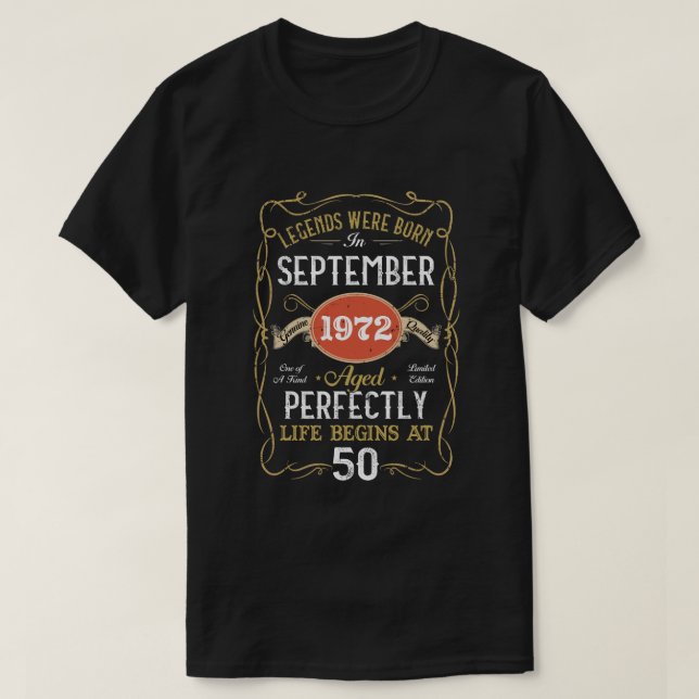 Förklaringar födda i september 1972 50:e födelseda t shirt (Design framsida)