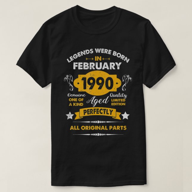 Förklaringar föddes i februari 1990 31a födelsedag t shirt (Design framsida)