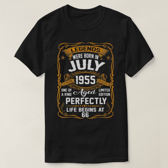 Förklaringar föddes i juli 1955 66:e födelsedagsgå t shirt (Design framsida)