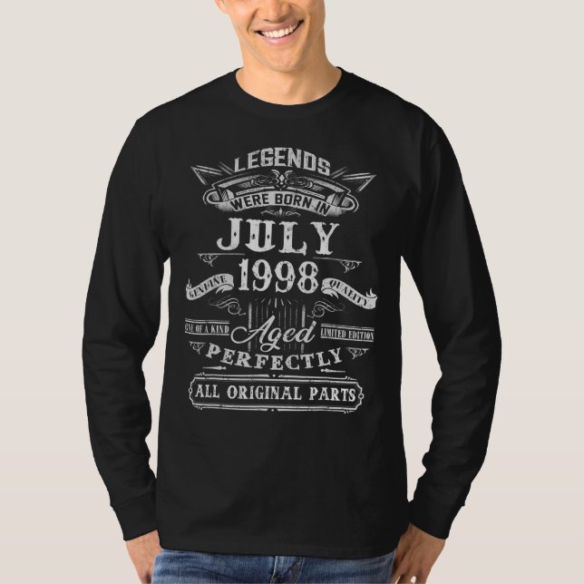 Förklaringar föddes i juli 1998 24:e födelsedagen  t shirt (Framsida)