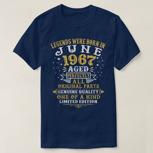 Förklaringar föddes i juni 1967 55 år gamla 55 år  t shirt (Design framsida)