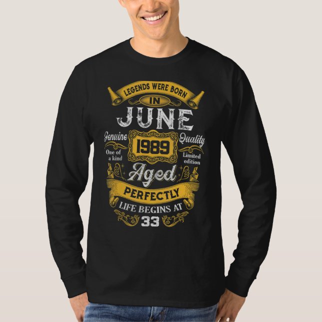 Förklaringar föddes i juni 1989 33:e födelsedagen t shirt (Framsida)