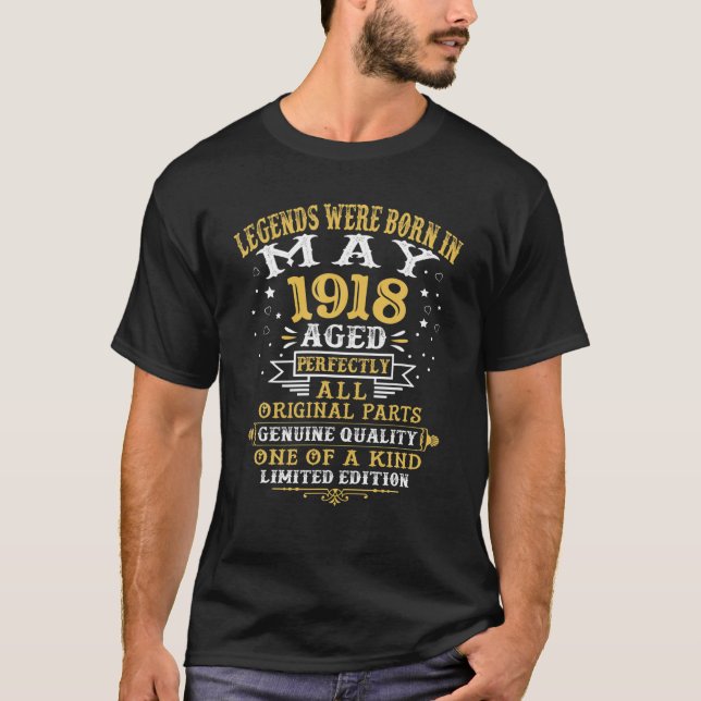Förklaringar föddes i maj 1918 104 år gamla 104 t shirt (Framsida)
