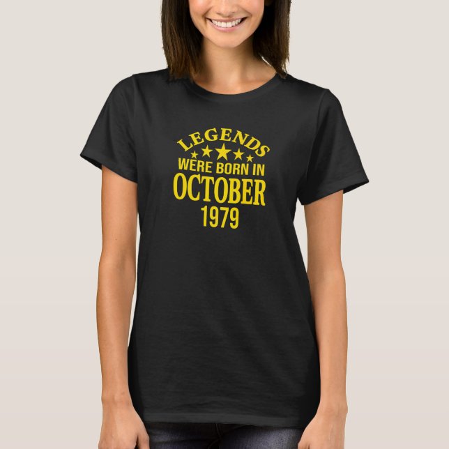Förklaringar föddes i oktober 1979 43:e födelsedag t shirt (Framsida)