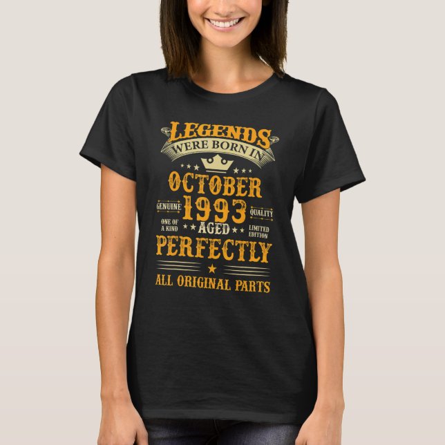 Förklaringar föddes i oktober 1993 29 år gamla 29  t shirt (Framsida)