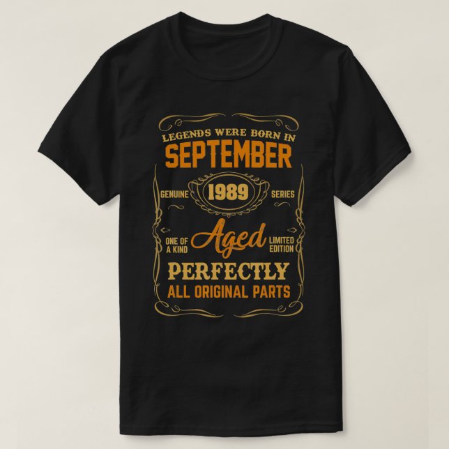 Förklaringar föddes i september 1989 32:a födelsed t shirt (Design framsida)