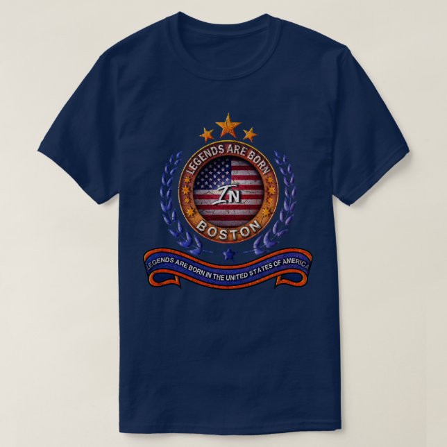 Förklaringar från Boston Massachusetts Retro USA f T Shirt (Design framsida)