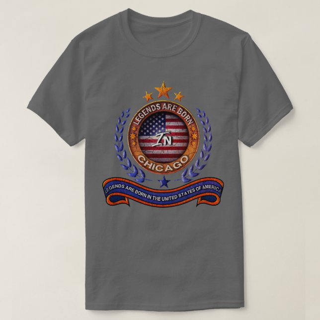 Förklaringar från Chicago och Retro USA flagga T Shirt (Design framsida)