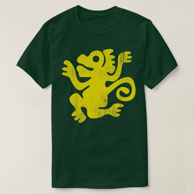 Förklaringar till den Gömt Temple Grönt-apan T Shirt (Design framsida)