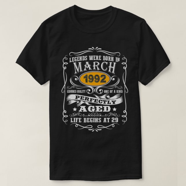 Förklaringen föddes mars 1992 29:e födelsedagen 29 t shirt (Design framsida)