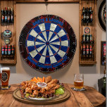 Förklaringens retreat darttavla<br><div class="desc">Höjd ditt spelrum eller din mangrotta med våra uråldriga Dartboard. Den här ritytan är designad för både roligt och hållbarhet och har ett slående rött, vitt och blått färg-schema, som är inneslutet i ett stabilt aluminium ram. Den förtryckta texten "DARTS & LAUGHS - WHERE LEGENDS HANG OUT!" ger en lekfull...</div>
