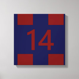 Förklaringsnummer 14 i röd och blå canvastryck