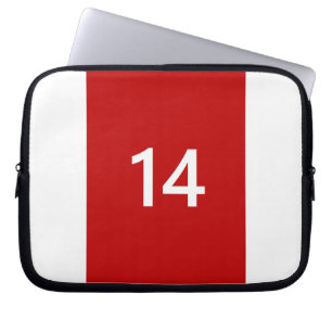 Förklaringsnummer 14 i rött och vitt laptop sleeve
