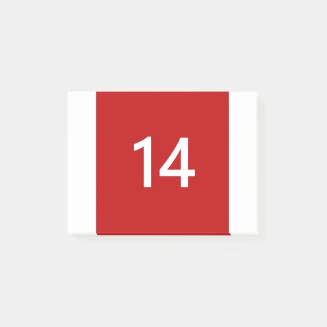 Förklaringsnummer 14 i rött och vitt post-it block (Framsida)