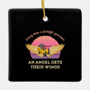 Forklift Angel Julgransprydnad Keramik