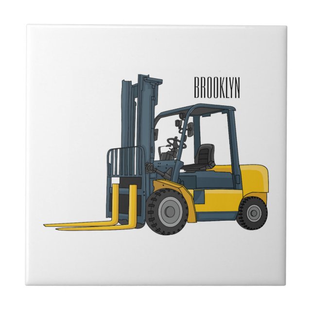 Forklift cartoon illustration kakelplatta (Framsidan)
