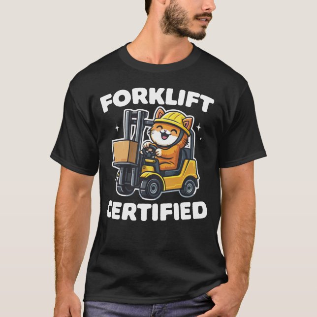 Forklift Certified Funny Kitten Driver T Shirt (Framsida)