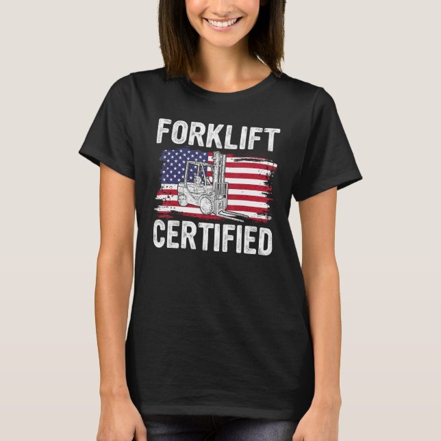 Forklift Certified USA Flag  Forklift Operator Men T Shirt (Framsida)
