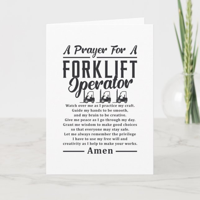 Forklift Driver A Prayer for A Forklift Operator Kort (Framsida)