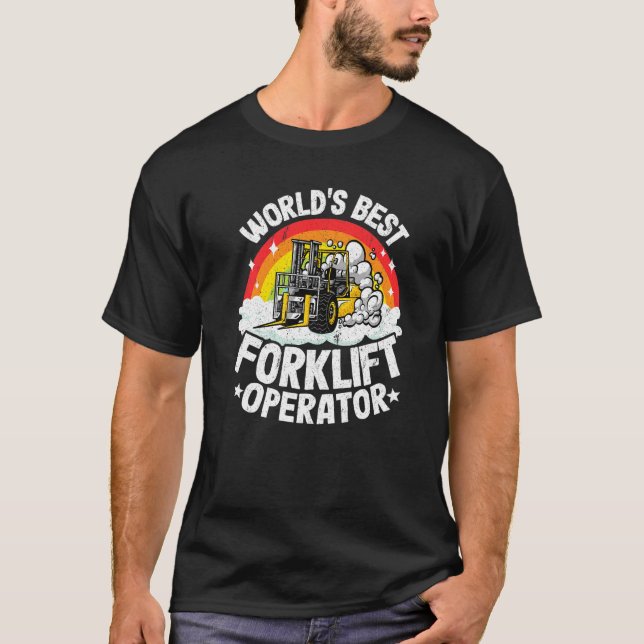 Forklift Driver Rainbow World's Best Forklift Oper T Shirt (Framsida)