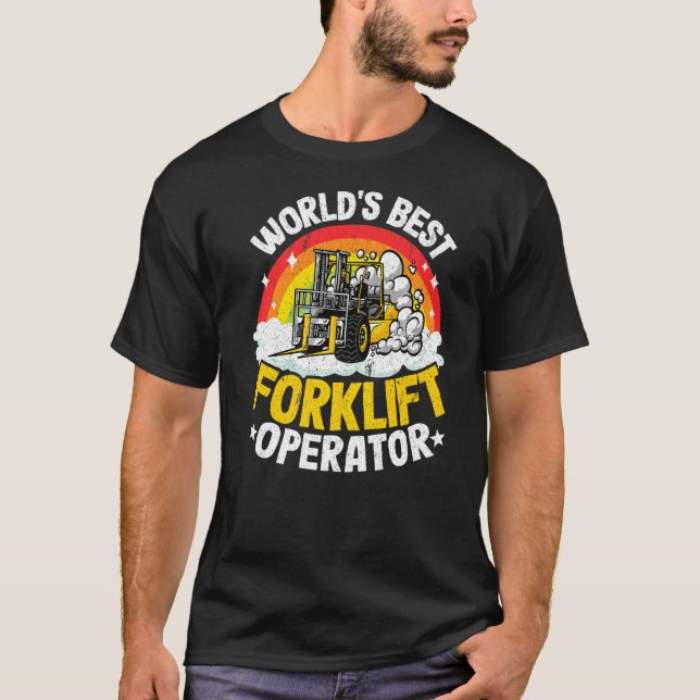Forklift Driver Rainbow World's Best Forklift Oper T Shirt (Framsida)