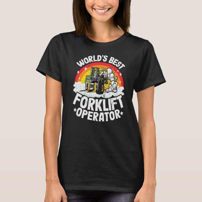 Forklift Driver Rainbow World's Best Forklift Oper T Shirt (Framsida)