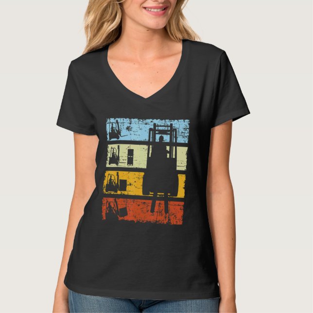 Forklift Driver Warehouse Forklift Retro T Shirt (Framsida)
