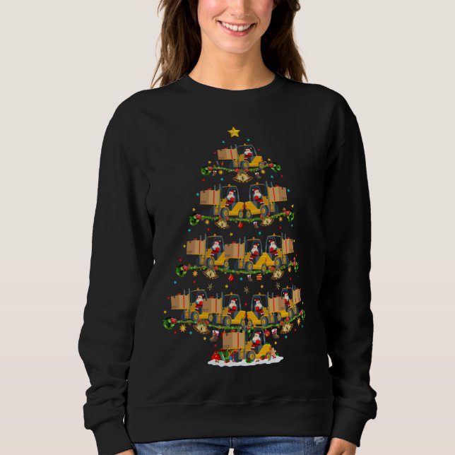 Forklift Julgran Ljus Funny Santa Forklif T Shirt (Framsida)