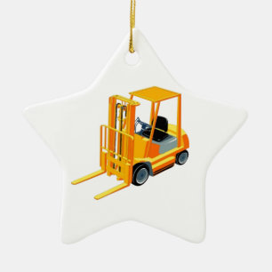 Forklift Lastbil (även skrivet) Hiss Lastbil/Fork Julgransprydnad Keramik