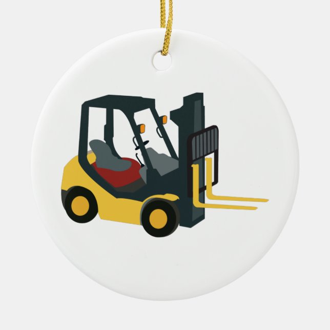 Forklift Lastbil Julgransprydnad Keramik (Framsidan)