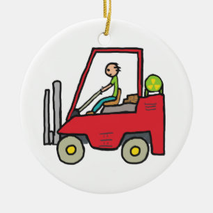 Forklift Lastbil Julgransprydnad Keramik