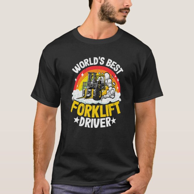 Forklift Operator Rainbow World's Best Forklift Dr T Shirt (Framsida)