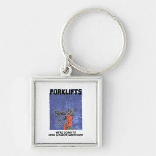 Forklifts Parody Fyrkantig Silverfärgad Nyckelring