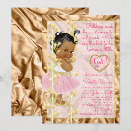 Förkoppra den rosa & guld- flickababy shower inbjudningar