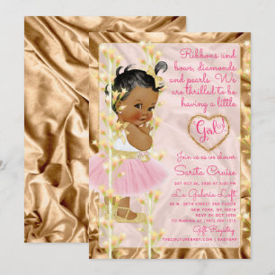 Förkoppra den rosa & guld- flickababy shower inbjudningar