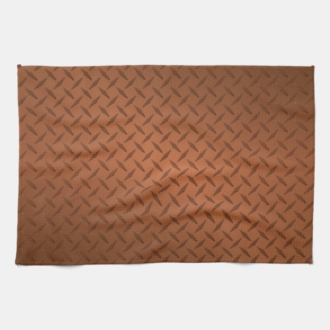 Förkoppra det Diamondplate Lookmönster Kökshandduk (Horisontell)