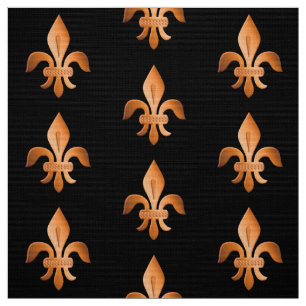 Förkoppra Fleur-de-lis på svart Tyg