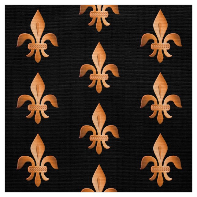 Förkoppra Fleur-de-lis på svart Tyg (Provkarta)