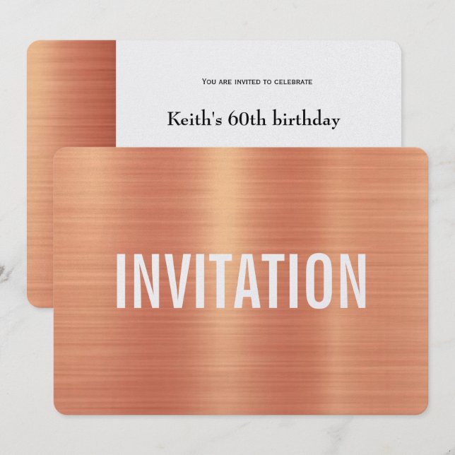 Förkoppra partyinbjudan för stil | inbjudningar (Fram/baksida)