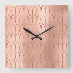 Förkopprar rosa guld för art déco geometrielega fyrkantig klocka