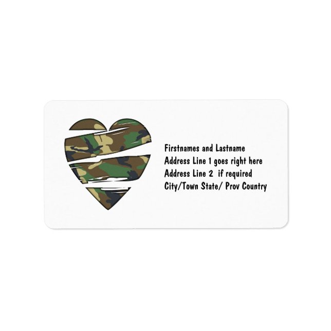 Förkortad Camo Heart Adressetikett (Framsidan)