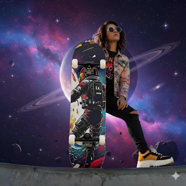 Förkortad verklighet - konstnärlig astronaut mini skateboard bräda 18,5 cm (Skapare uppladdad)