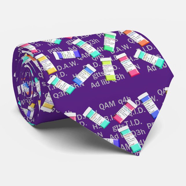 Förkortningar av Artsy Pharmacist Tie Lila Slips (Rullad)