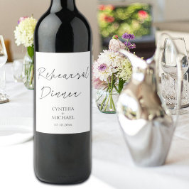 Förkortningsmiddag för Bröllop i skript Vinflaska Etikett