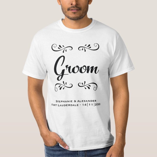 Förkortningsmiddag för Groom Elegant Tee Shirt (Framsida)