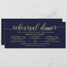 Förkortningsmiddag för marin och Guld Calligraphy Inbjudningar