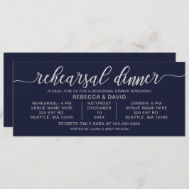 Förkortningsmiddag för marin och Silver Calligraph Inbjudningar